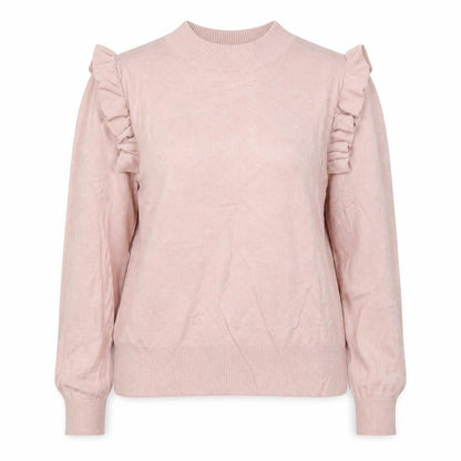New Look Women Pink Size 14 Ruffle High Neck Knit Jumper