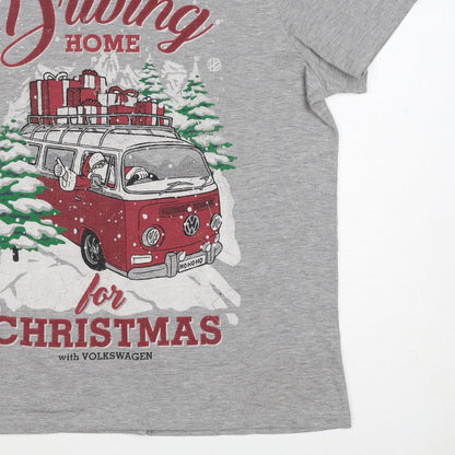 Volkswagen Mens Grey XL Christmas Driving Home Graphic T-Shirt