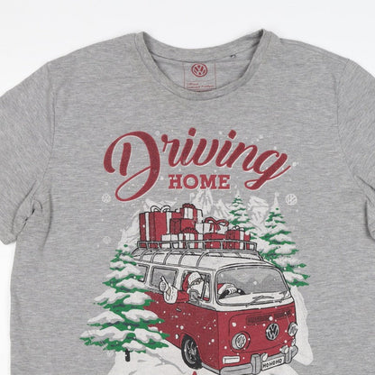 Volkswagen Mens Grey XL Christmas Driving Home Graphic T-Shirt