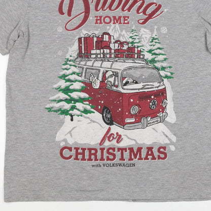 Volkswagen Mens Grey XL Christmas Driving Home Graphic T-Shirt