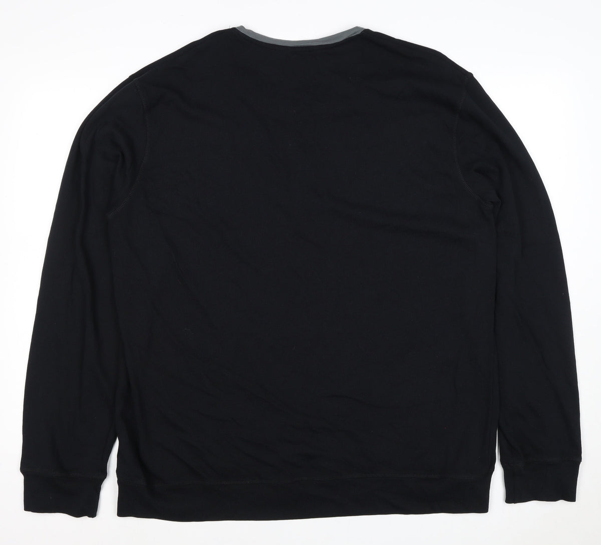 Next Men’s Black XL Cotton Henley Button Logo Sweatshirt