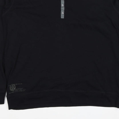 Next Men’s Black XL Cotton Henley Button Logo Sweatshirt