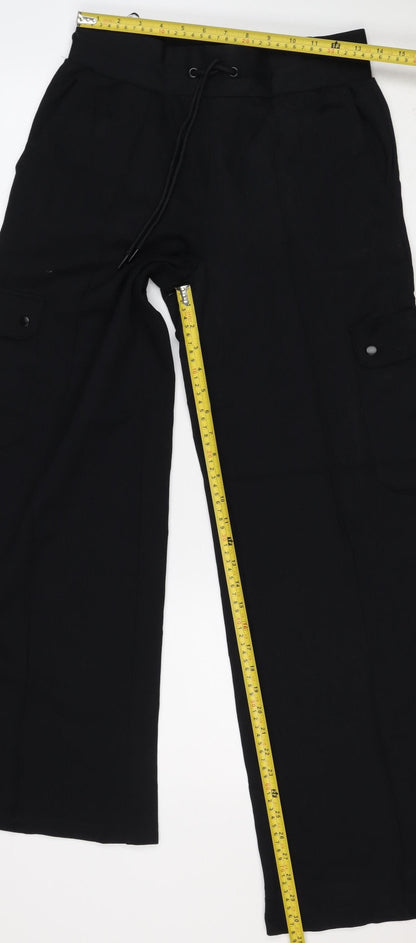 Marks & Spencer Women Black Size 10 Cargo Trousers Drawstring Pockets
