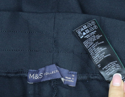Marks & Spencer Women Black Size 10 Cargo Trousers Drawstring Pockets