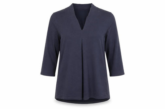 Roman Women Blue Size 12 V-Neck 3/4 Sleeve Roll Tab Blouse