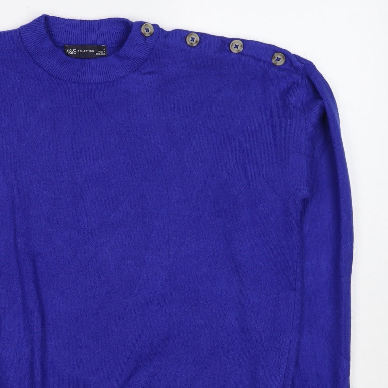 M&S Women’s Purple M Cashmere Crew Neck Shoulder Button Jumper