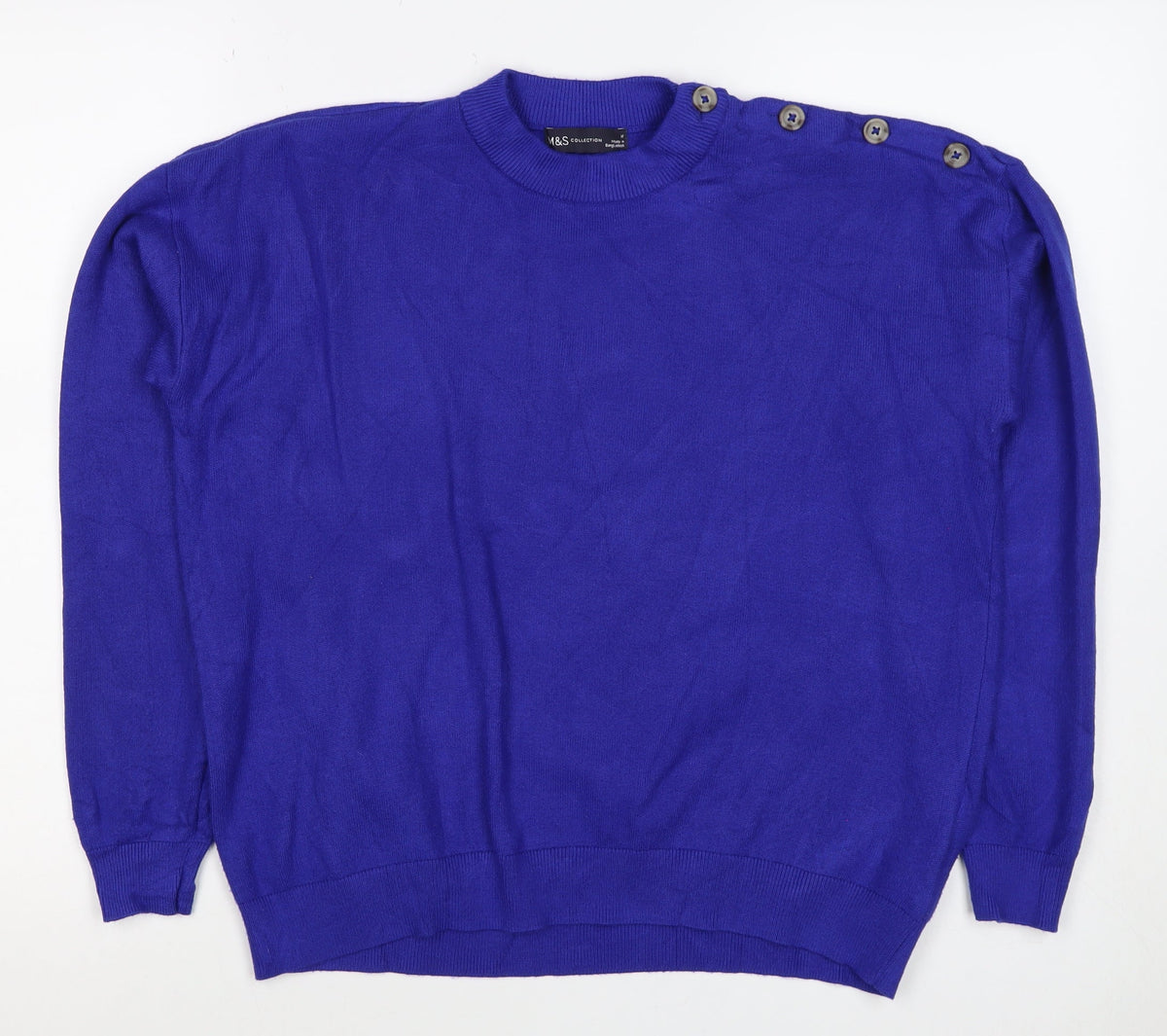 M&S Women’s Purple M Cashmere Crew Neck Shoulder Button Jumper