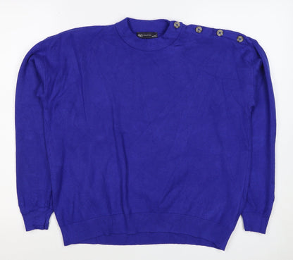 M&S Women’s Purple M Cashmere Crew Neck Shoulder Button Jumper