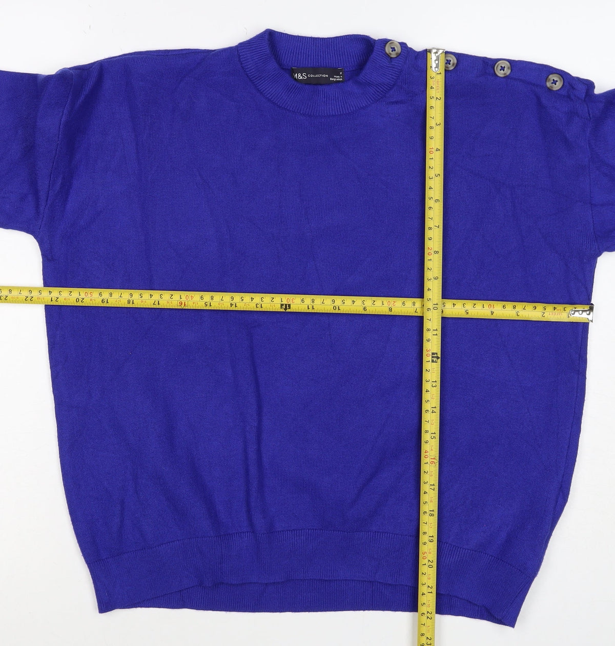 M&S Women’s Purple M Cashmere Crew Neck Shoulder Button Jumper