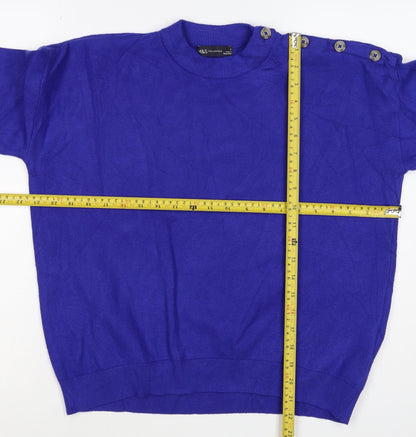 M&S Women’s Purple M Cashmere Crew Neck Shoulder Button Jumper