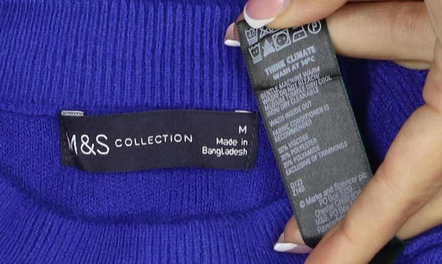 M&S Women’s Purple M Cashmere Crew Neck Shoulder Button Jumper