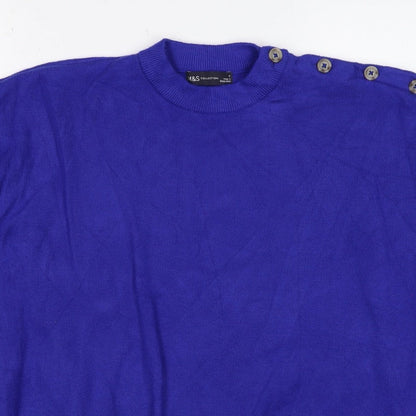 M&S Women’s Purple M Cashmere Crew Neck Shoulder Button Jumper