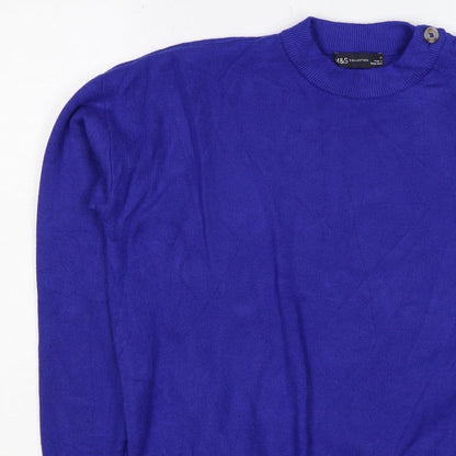 M&S Women’s Purple M Cashmere Crew Neck Shoulder Button Jumper