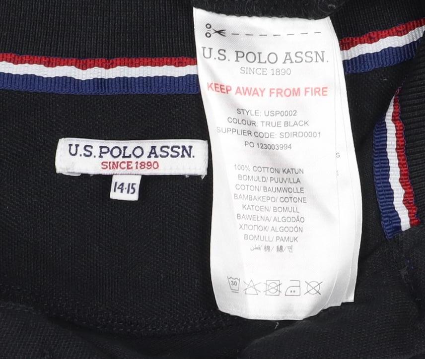 U.S. Polo Assn. Boys Black 14-15 Years Classic Cotton Polo Shirt