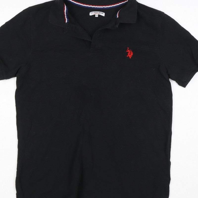U.S. Polo Assn. Boys Black 14-15 Years Classic Cotton Polo Shirt