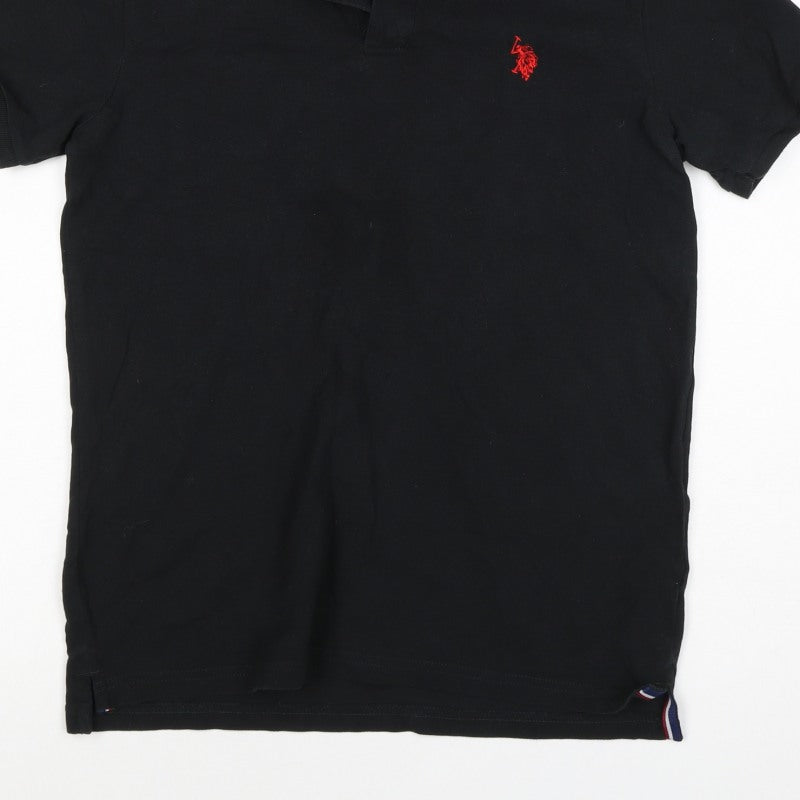 U.S. Polo Assn. Boys Black 14-15 Years Classic Cotton Polo Shirt