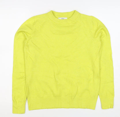 Marks & Spencer Women Yellow XS 95% Cashmere Crew Neck Pullover Jumper