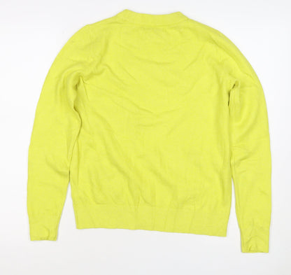 Marks & Spencer Women Yellow XS 95% Cashmere Crew Neck Pullover Jumper