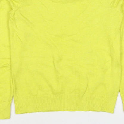 Marks & Spencer Women Yellow XS 95% Cashmere Crew Neck Pullover Jumper