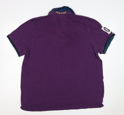 St George by Duffer Men's Purple XL Embroidered Logo Short Sleeve Polo