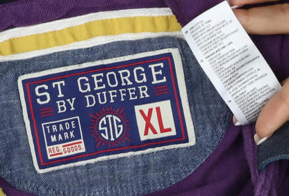 St George by Duffer Men's Purple XL Embroidered Logo Short Sleeve Polo