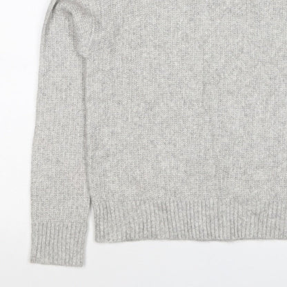 Marks and Spencer Women Grey S Ribbed Roll Neck Knit Jumper