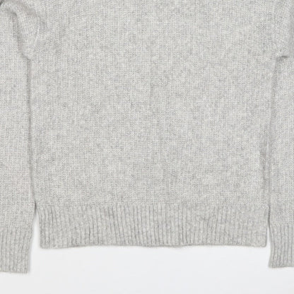 Marks and Spencer Women Grey S Ribbed Roll Neck Knit Jumper