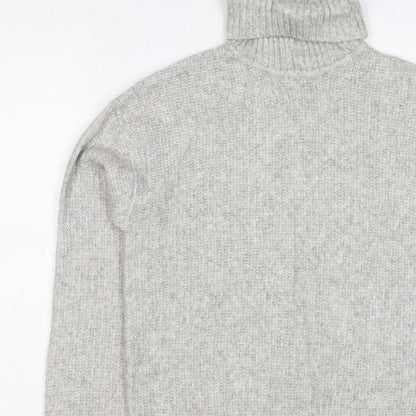 Marks and Spencer Women Grey S Ribbed Roll Neck Knit Jumper