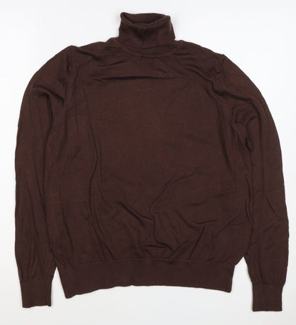 M&S Collection Women’s Brown Size 16 Merino Wool Roll Neck Jumper