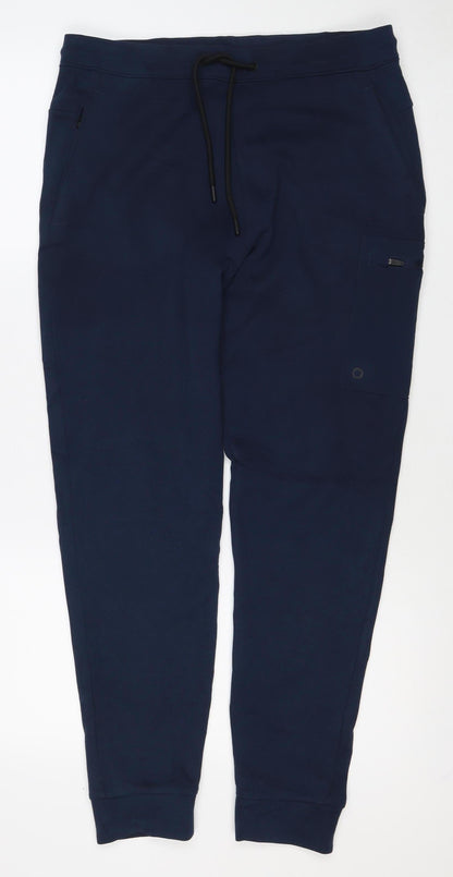 Good Move Men's Blue S Jogger Track Pants Drawstring Zip Pocket
