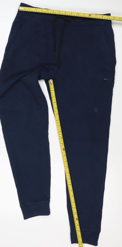 Good Move Men's Blue S Jogger Track Pants Drawstring Zip Pocket