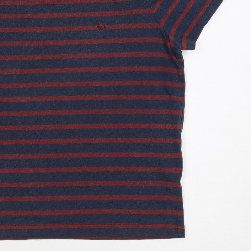 Jack Wills Women Blue Red Stripe UK 12 Basic Jersey T-Shirt Logo