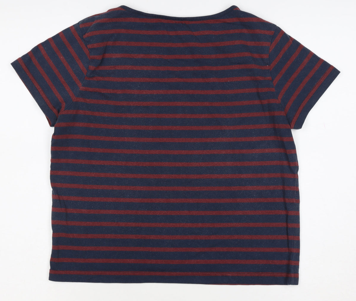 Jack Wills Women Blue Red Stripe UK 12 Basic Jersey T-Shirt Logo