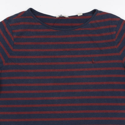 Jack Wills Women Blue Red Stripe UK 12 Basic Jersey T-Shirt Logo