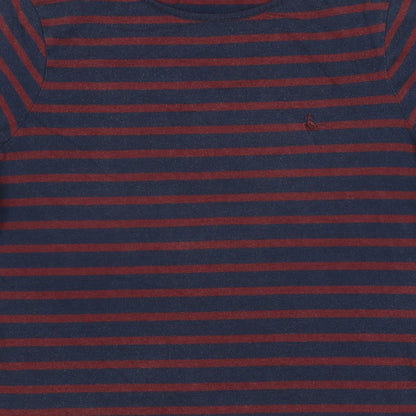 Jack Wills Women Blue Red Stripe UK 12 Basic Jersey T-Shirt Logo