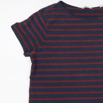 Jack Wills Women Blue Red Stripe UK 12 Basic Jersey T-Shirt Logo