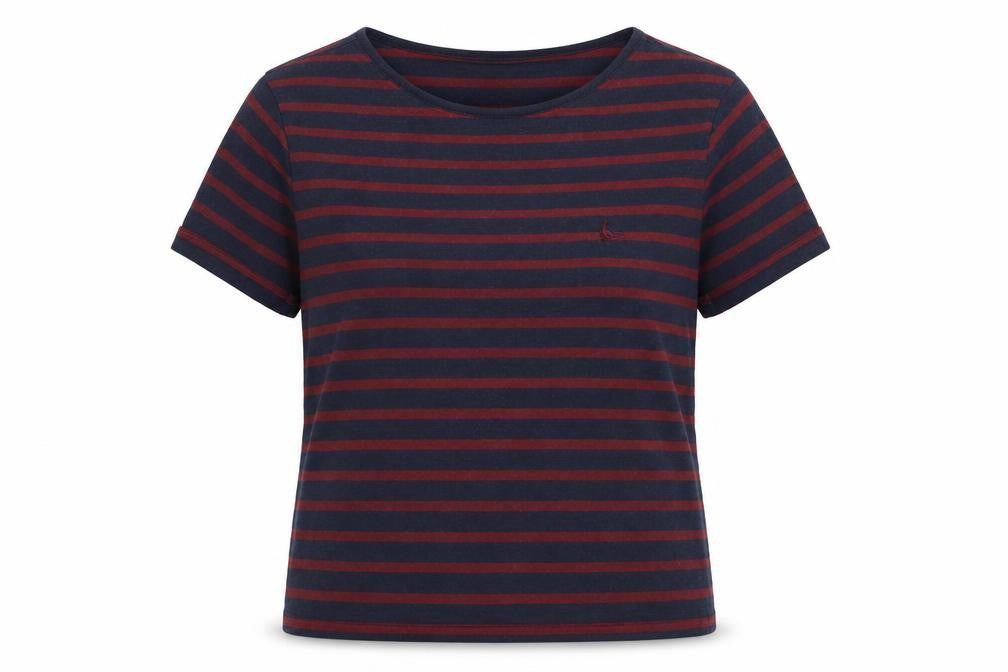 Jack Wills Women Blue Red Stripe UK 12 Basic Jersey T-Shirt Logo