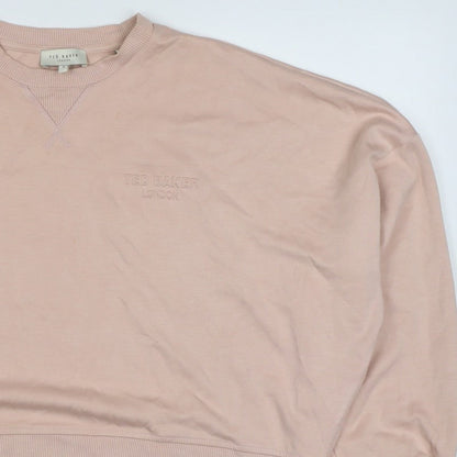 Ted Baker Women's Pink UK 12 Logo Crew Neck Pullover Sweatshirt