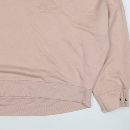 Ted Baker Women's Pink UK 12 Logo Crew Neck Pullover Sweatshirt