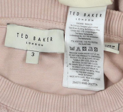 Ted Baker Women's Pink UK 12 Logo Crew Neck Pullover Sweatshirt