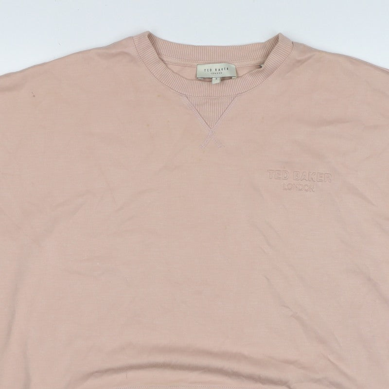 Ted Baker Women's Pink UK 12 Logo Crew Neck Pullover Sweatshirt