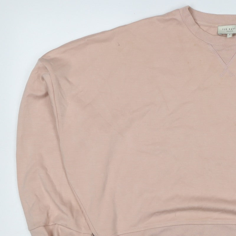 Ted Baker Women's Pink UK 12 Logo Crew Neck Pullover Sweatshirt