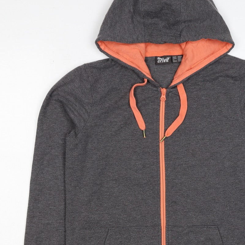 Crivit Women’s Grey Full Zip Hoodie UK 10/12 Hooded Pockets