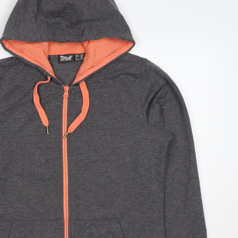 Crivit Women’s Grey Full Zip Hoodie UK 10/12 Hooded Pockets