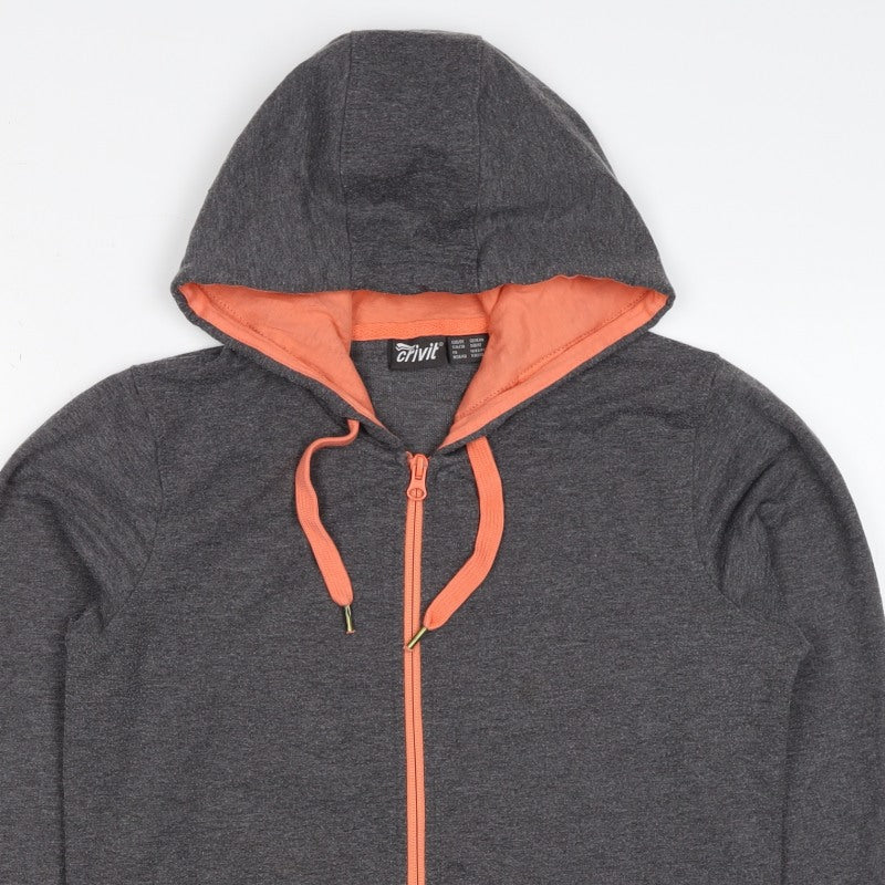 Crivit Women’s Grey Full Zip Hoodie UK 10/12 Hooded Pockets