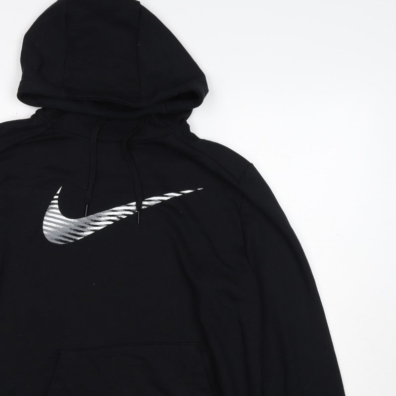 Additional view of Nike unisex adults black m pullover hoodie dri-fit swoosh logo