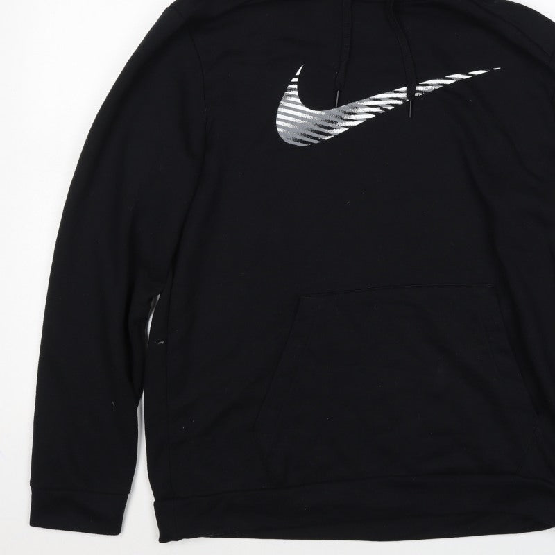 Additional view of Nike unisex adults black m pullover hoodie dri-fit swoosh logo