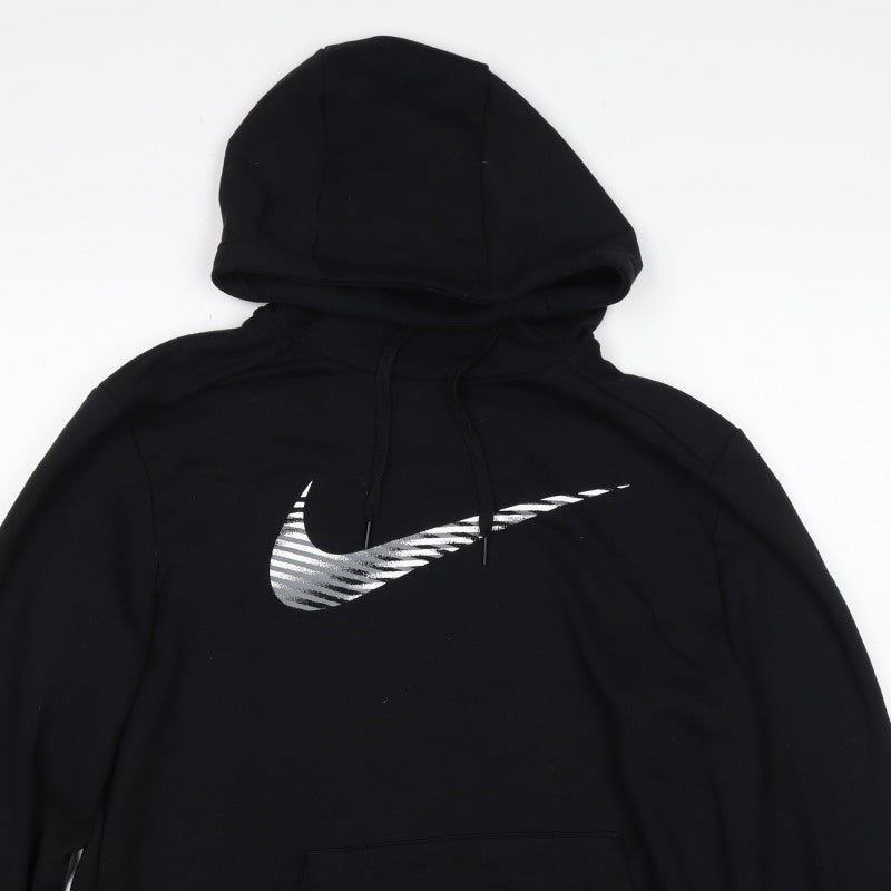 Additional view of Nike unisex adults black m pullover hoodie dri-fit swoosh logo