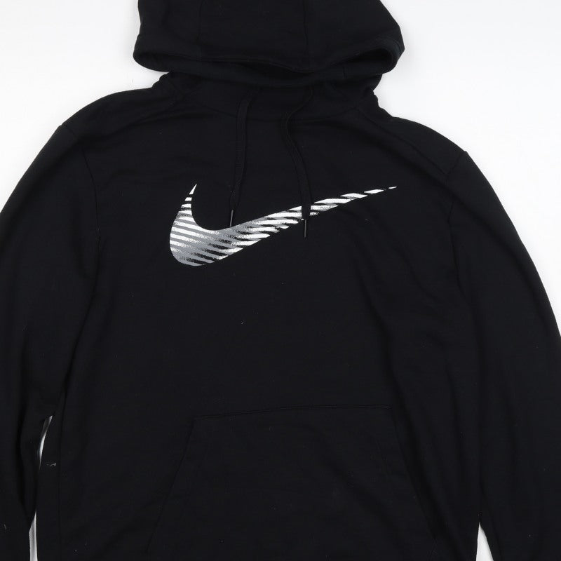 Additional view of Nike unisex adults black m pullover hoodie dri-fit swoosh logo