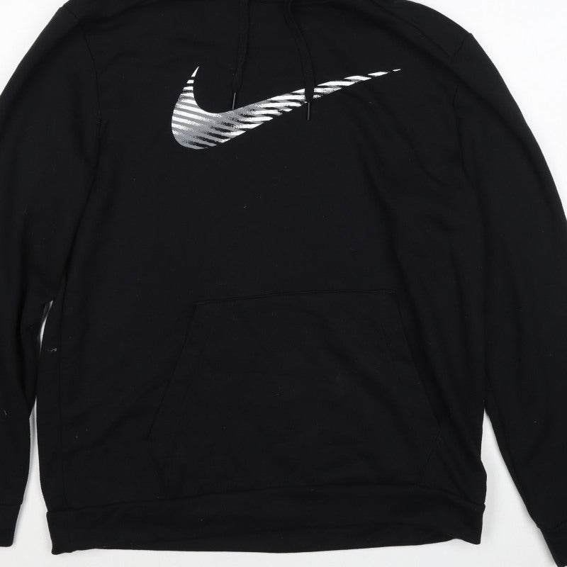 Additional view of Nike unisex adults black m pullover hoodie dri-fit swoosh logo